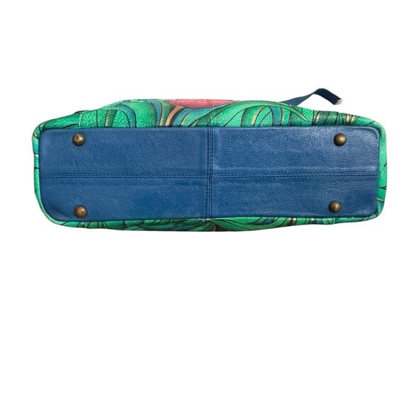 NWT! Anuschka Hand Painted Tulips Leather Hobo Handbag with Card Wallet - Picture 15 of 16